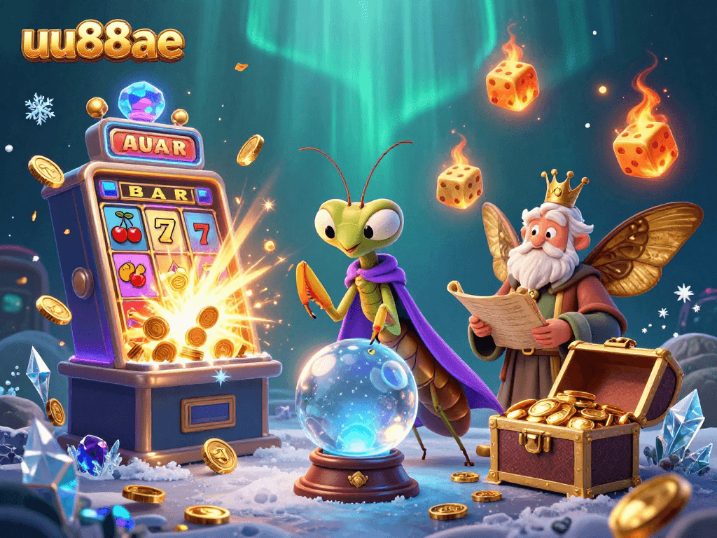Players explore exciting games at uu88ae with vibrant slot machines and mystical characters.