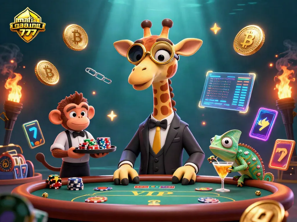 Experience the thrill of mafia casino 777 with a vibrant scene showcasing casino elements and crypto themes.