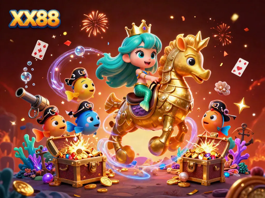 Experience the thrill of winning at XX88 with our dynamic underwater casino adventure featuring magical characters.