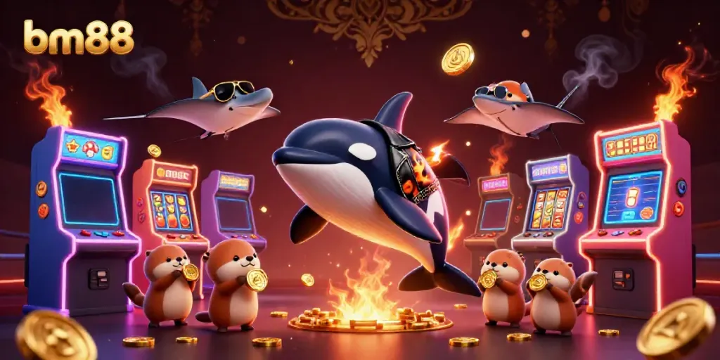 Experience the thrill of bm88 with colorful casino-themed characters and game elements.