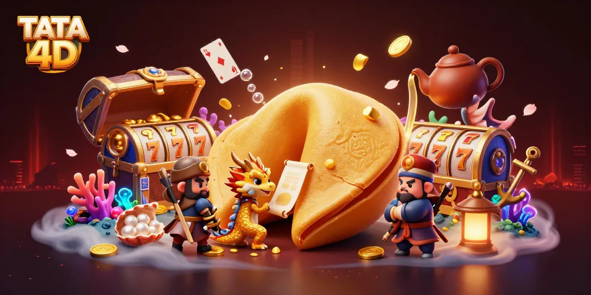 TATA 4D showcases thrilling gameplay with a golden fortune cookie, dragon, and dynamic casino elements.
