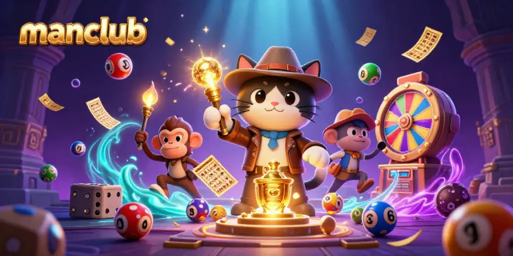 Experience the excitement of manclub with a cat archaeologist exploring a vibrant casino temple.