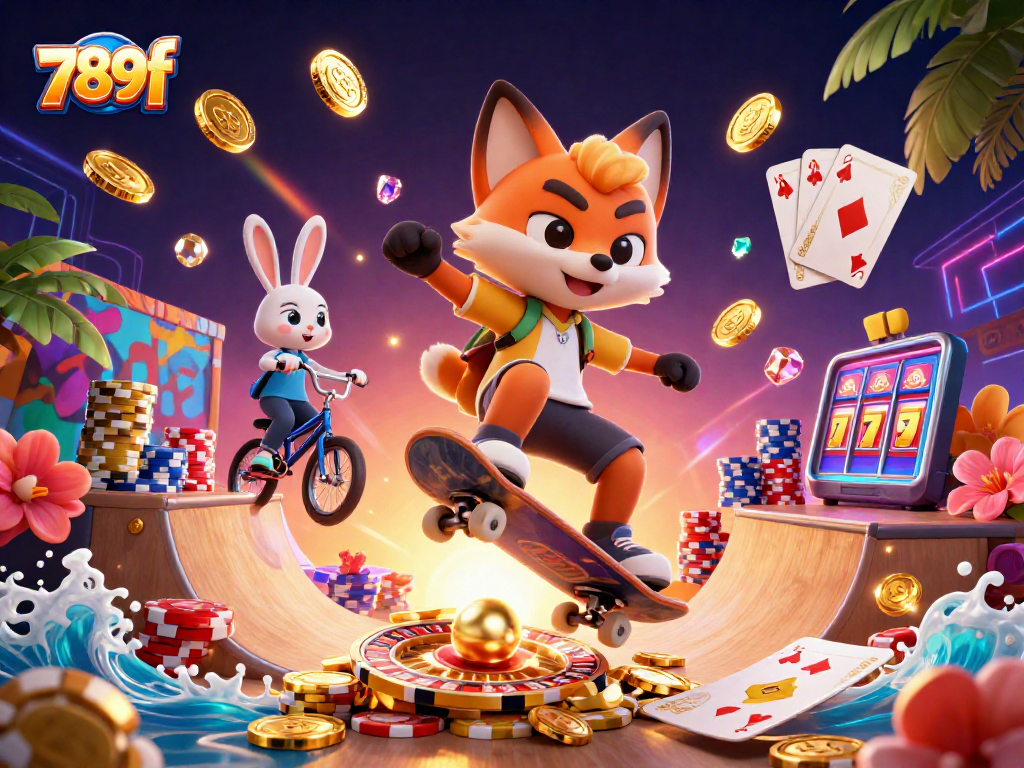 Experience the excitement of gambling with 789f through vibrant characters enjoying casino games and bonuses.